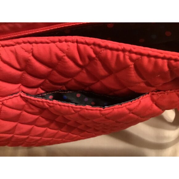 Vera Bradley Red Quilted Crossbody Bag With Adjustable Strap & Multiple Zipper P - Picture 13 of 16